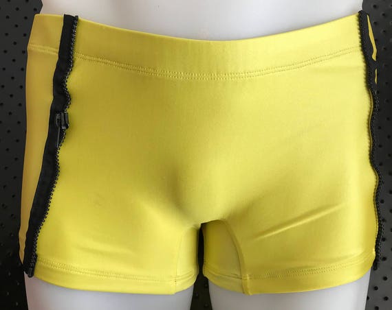 INTRODUCING our Mens euro swim truck brand: ROGUEswim ** REBELYELL swim short with BLACK zipper side panel detail