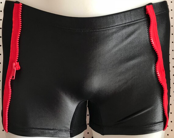 ONLY 1***ROGUEswim #BLACKlight + RED zipper EUROTRUNK swimshort
