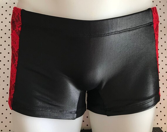 INTRODUCING our Mens euro swim truck brand: ROGUEswim ** BLACKlight swim short with REDlace side panel overlay