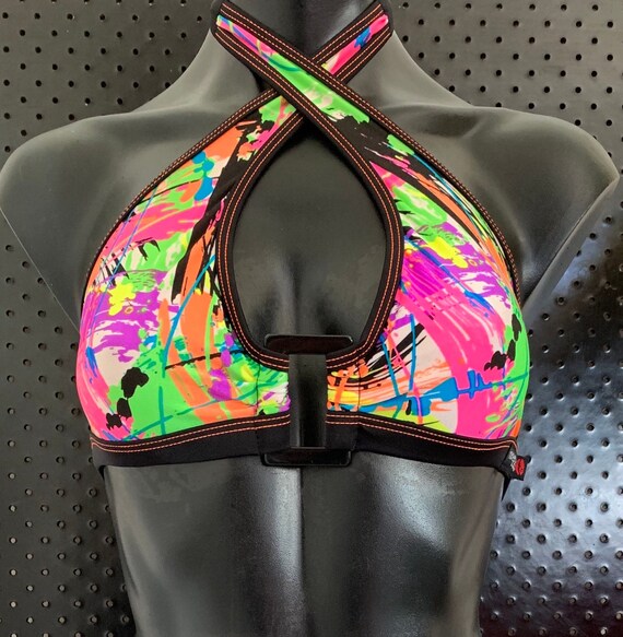 35%OFFSALE *** MissManeater VANDALIZE buckle front fixed thick bind long halter top *** MAX coverage!
