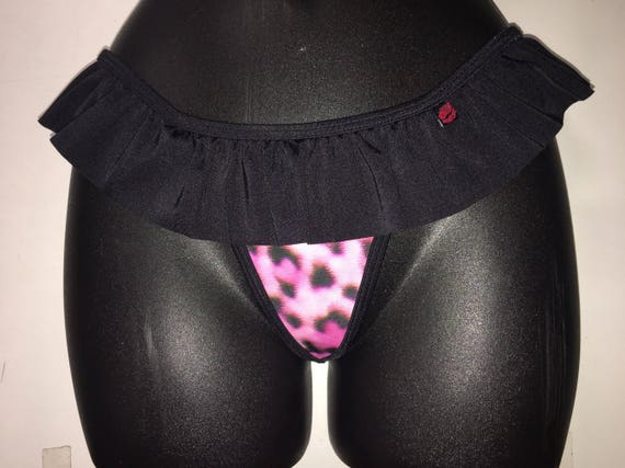 ONLY 1***MissManeater WILD frill skirt T-bar boutique bikini pant *** Thong cut!
