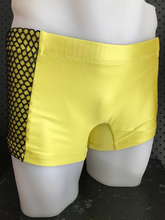 ONLY 1***ROGUEswim #rebelYELL + BLACK fishnet paneled EUROTRUNK swimshort