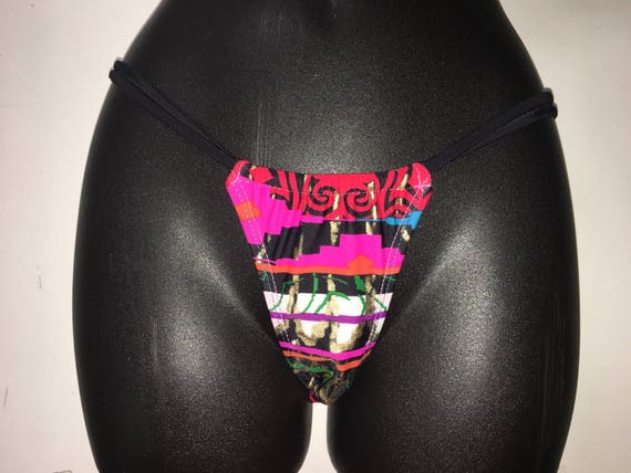 15%OFF***MISSMANEATER #aztec thin strap sliding SUPERlow boutique bikini pant***BRAZILIANmicrocut!