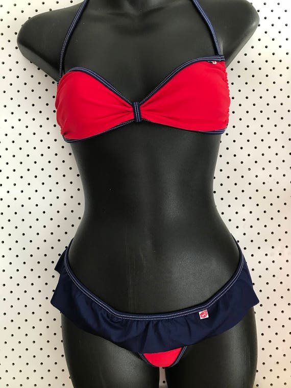 50%OFFSALE *** MissManeater SAILORMOON tab front bandeau top + FRILL waist T-bar THONGpant!  MICROcoverage!