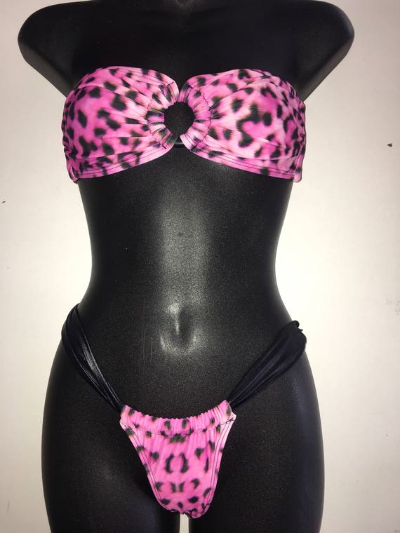 ONLY 1***MissManeater WILD ring front bandeau top + sliding soft band super low boutique bikini pant ***BRAZILIAN cut!
