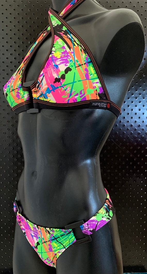 MissManeater VANDALIZE boutique bikini set #mixed+matched fixed top + super low tie side pant