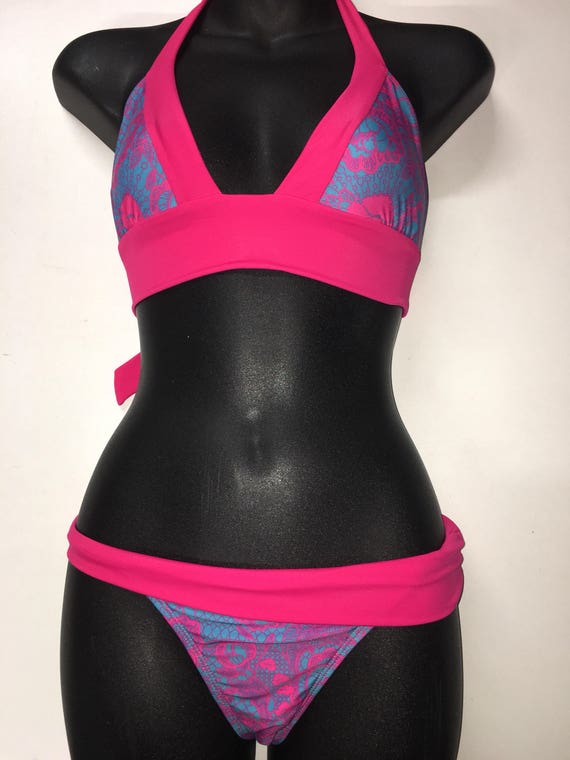 50% off SALE *** MissManeater TAINTEDLOVE thick band fixed triangle bikini top with asymmetrical soft band boutique bikini pant ***LOW rise!