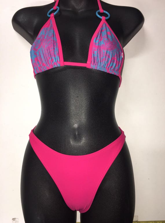 50% offSALE *** MissManeater TAINTEDLOVE ring top slide triangle bikini top + 80's hipster scrunch boutique bikini pant ***CHEEKY scrunch!