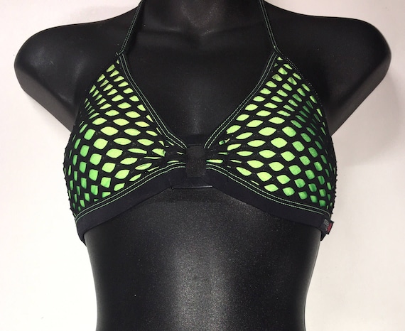 35%OFFSALE *** MissManeater VANDALIZE square buckle front fixed thick bind triangle boutique bikini top *** MAX coverage!