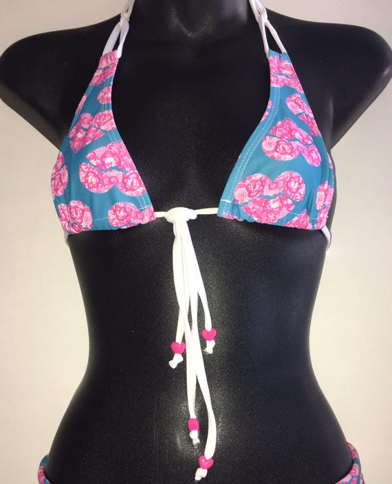 35%OFFSALE *** MissManeater SWEETHEART thin halter sliding boutique bikini top *** MICRO coverage!