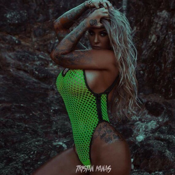 MissManeater VANDALIZE see-thru mesh zip side designer swimsuit *** THONG cut!