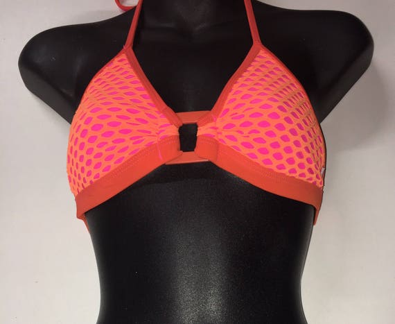 35%OFFSALE *** MissManeater VANDALIZE buckle front fixed thick bind triangle boutique bikini top *** MAX coverage!