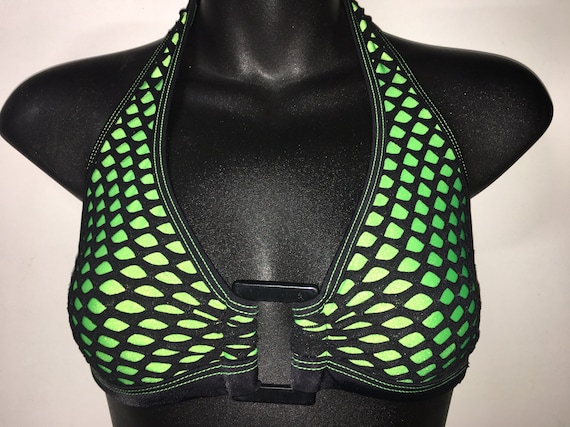 35%OFFSALE *** MissManeater VANDALIZE buckle front fixed thick bind long halter top *** MAX coverage!