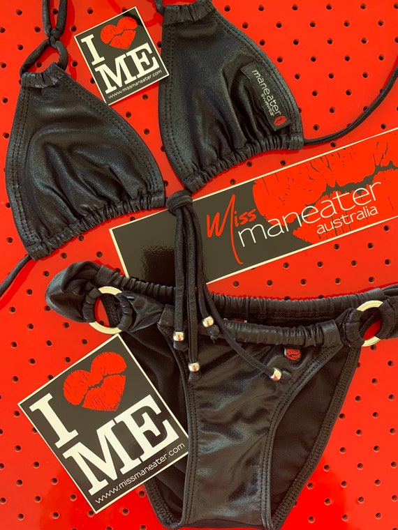 15%OFF***MISSMANEATER #heavyMETAL double sliding tri top + sliding soft band brazilian pant***RINGdetail