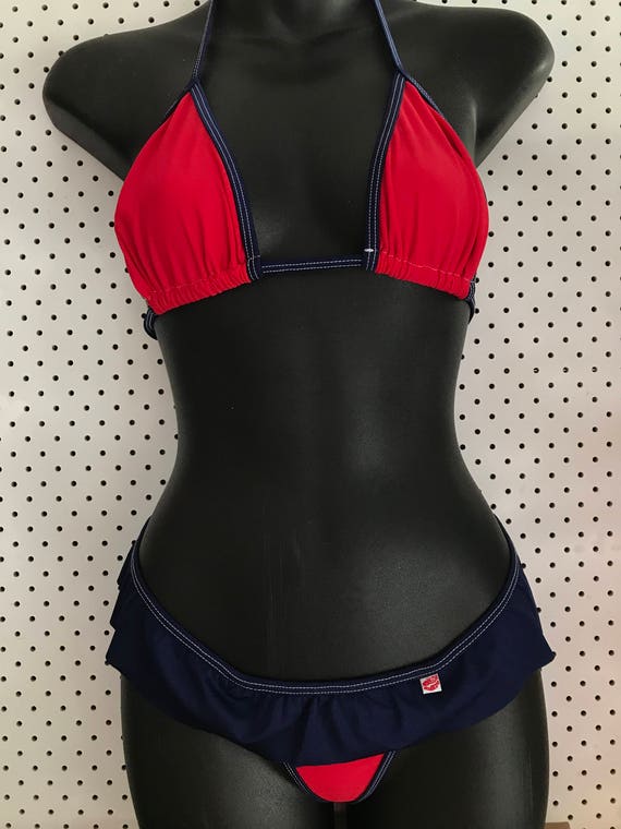 50%OFFSALE *** MissManeater SAILORMOON sliding bind triangle top + FRILL waist T-bar THONGpant! MICROcoverage!