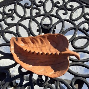 Vintage Leaf Wood Grain Ceramic Ashtray - Ash Tray 1960s, 1970s