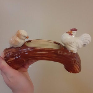 SALE 60s Ceramic Chicken Planter - Made in Japan 1960s Vintage Farmhouse