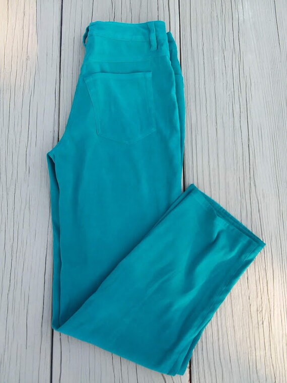 teal chino pants