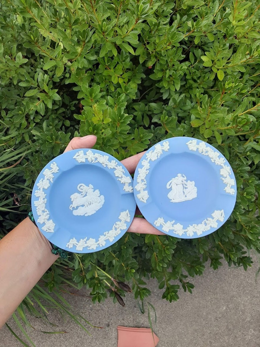 Pair of Wedgewood Ashtrays Made in England Vintage Ash Tray Set Blue