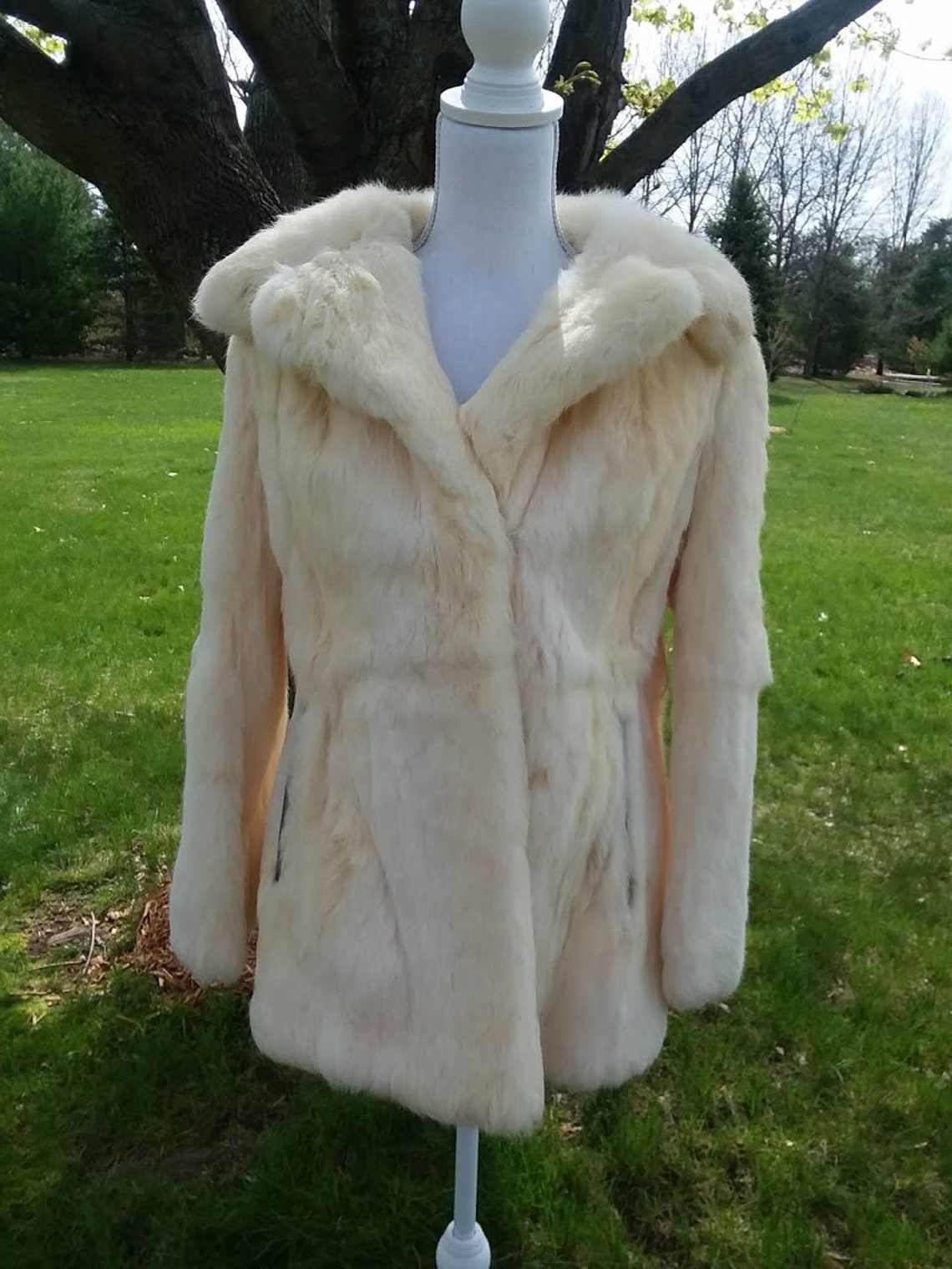 Old Rabbit Coat SALE 60s/70s Small - White Rabbit Fur Coat - Belted - Vintage 1970's - Etsy