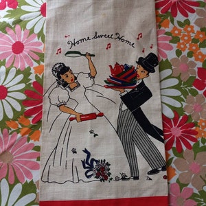 Home Sweet Home Vintage Tea Towel - Linen