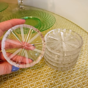 Set of 6 Cut Crystal Cocktail Coasters - Vintage Glass Coasters