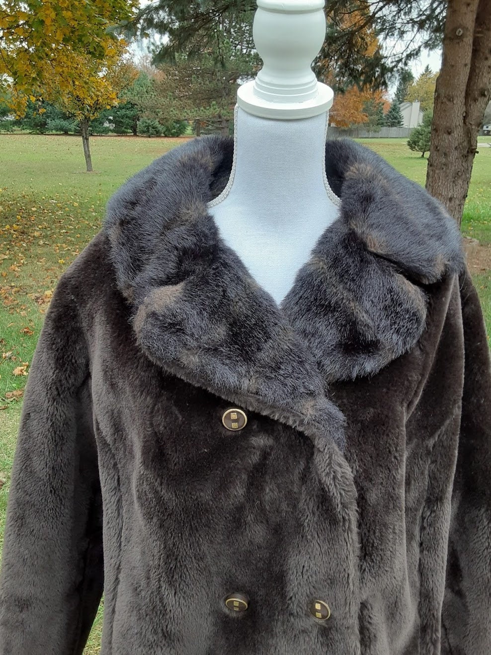 Womens Vintage Faux Fur Mildred Pierce Swing Coat Mint Condition L