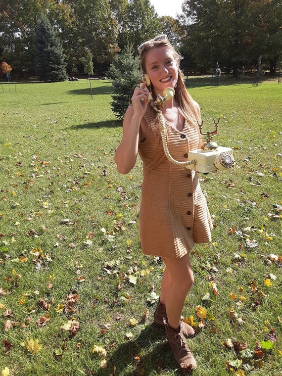 1960s Deadstock Vintage Corduroy Button Up Dress -
