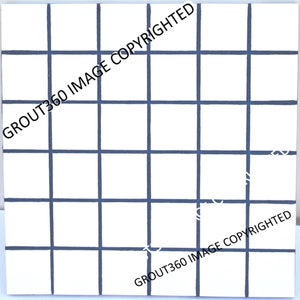 May include: A white square tile with a grid pattern of dark blue lines. The text "GROUT360 IMAGE COPYRIGHTED" is diagonally across the image. The tile is likely for construction or design purposes.