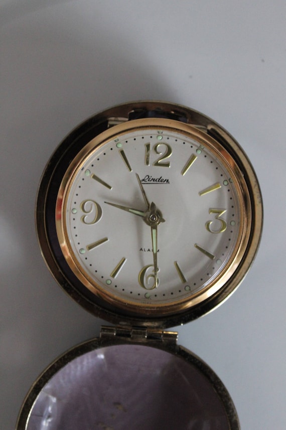 Vintage Linden Gold Travel Alarm Clock