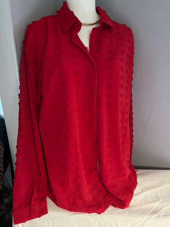 Vintage Long Sleeved Red Blouse