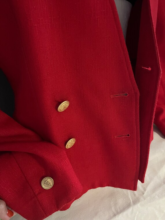 Vintage Kasper ASL Red Gold Button Blazer - image 2