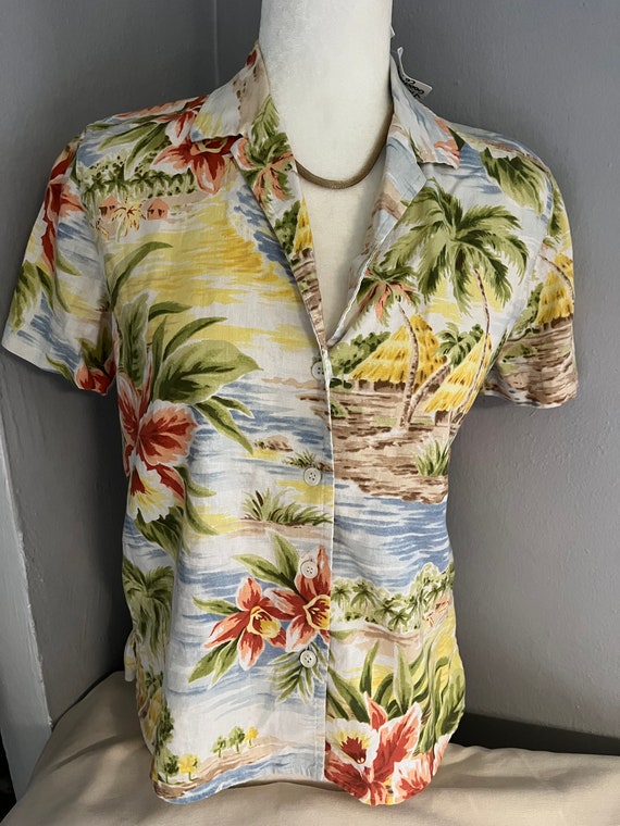Vintage Short Sleeve Jones New York Hawaiian Butto