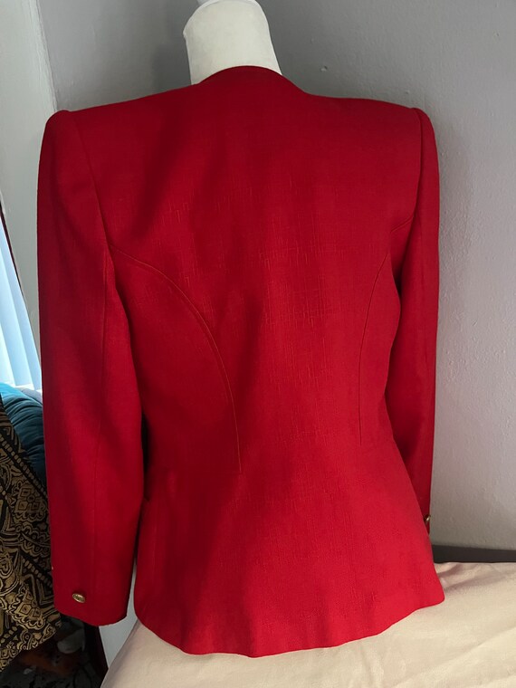 Vintage Kasper ASL Red Gold Button Blazer - image 3