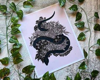 Floral Snake art print