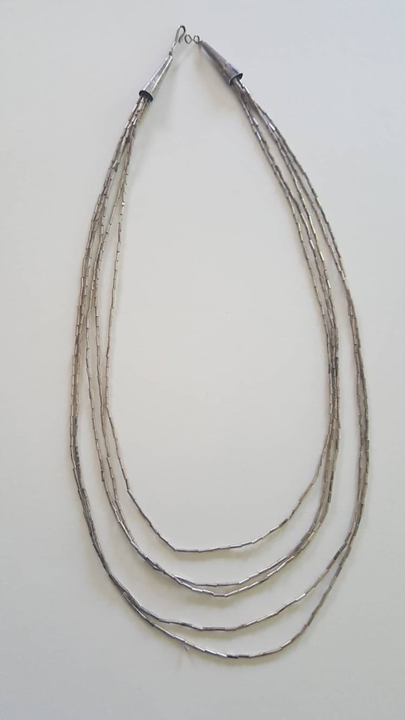 Native American Sterling Silver Liquid Bead Neckl… - image 1