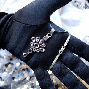 Amethyst and Sterling Silver Pendant Necklace/ Amethyst Cluster Pendant/ 925 Sterling Silver Mounting and Chain