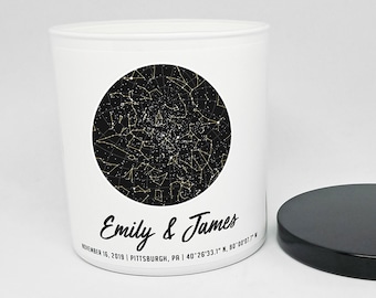 Personalized Star Map Candle: 10oz Soy Wax, Night Sky Gift
