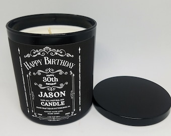 9oz. Whiskey Candle︱Custom Candle, Soy Candle | Gifts for Him, Gifts for Her, Anniversary, Birthday, Christmas