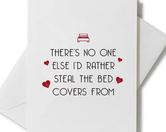 Steal the Bed Covers Greeting Card | Lovers, Couples, Valentine's Day Card, Gifts for Her, Gifts for Him