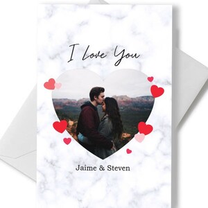 Tarjeta con foto "Te amo" / Tarjeta de felicitación de San Valentín / Personalizada, Tarjeta personalizada, Regalo para parejas, Tarjeta de aniversario, Regalos para ella