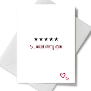 A+ zou opnieuw trouwen |  Valentijnsdagkaart |  Cadeau-ideeën, wenskaart, grappige valentijn, cadeau voor koppels, huwelijk, getrouwd