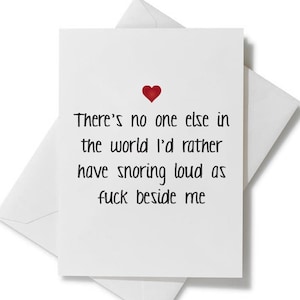 Loud Snoring Greeting Card | Couples, Wedding, Anniversary Card, Valentine&#39;s Day Card, Gifts for Her, Gifts for Him, Gift ideas
