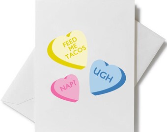 Candy Hearts | Funny Greeting Cards | Birthday Card, Valentine's Day Card, Anniversary Card | Cute Printed Greeting Cards