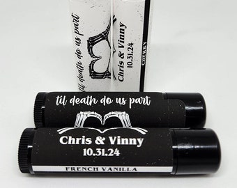 Til Death Do Us Part Lip Balm | Spooky Wedding, Halloween Wedding | Wedding Favors, Party Favors, Lip Balm, Bridal Party Favors, Engagement