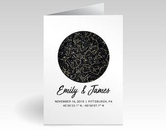 Written in the Stars, Custom Star Map Greeting Card | Personalized Night Sky Card for Couples