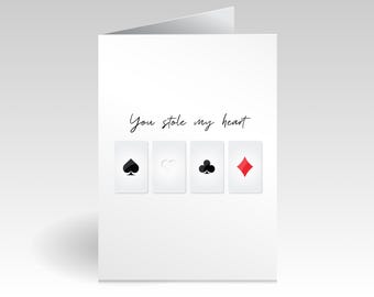 Couples Playing Cards Gift | You Stole My Heart Greeting Card