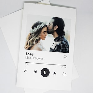 Biglietto di auguri con canzone per coppie / Biglietto fotografico personalizzato / Anniversario, regali per lui, regali per lei, compleanno, Natale