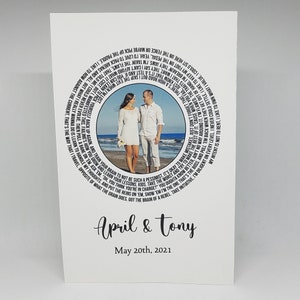 Liedtekstkaart | Wenskaart, cadeau voor koppels, gepersonaliseerde kaart | Valentijnsdag, jubileum, cadeaus voor hem, cadeaus voor haar, verjaardag
