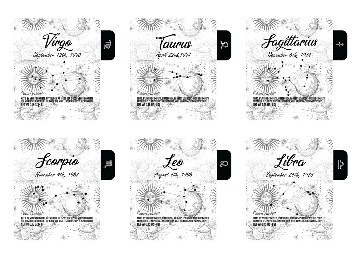 Zodiac Birthdate Lip Balm Astrology Lip Balms Choose Your Etsy